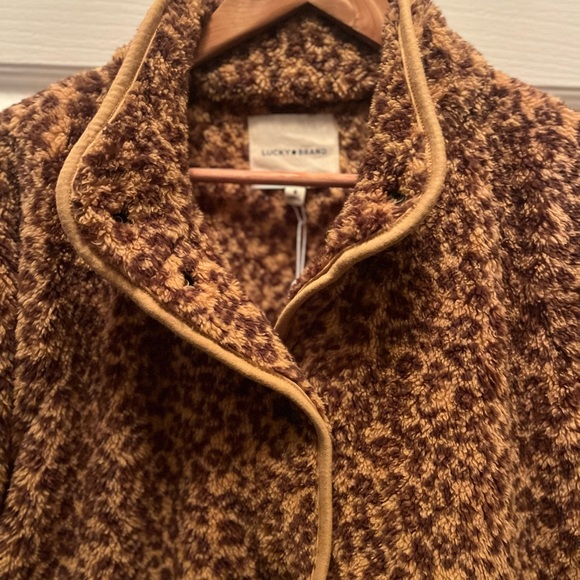 NWT LUCKY BRAND WOMEN'S LEOPARD PRINT TEDDY JACKET- LARGE - Picture 4 of 7